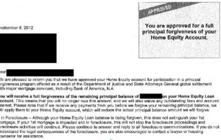 Bank Of America Letter to customer with name and date redacted.